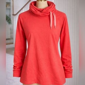 Nike Pro Dri Fit Florescent Orange Coral Pink Fleece Lined Running Sweater Large